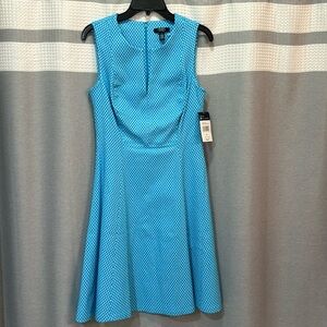 NWT Chaps Size 10 Sleeveless Dress Aqua/Teal White